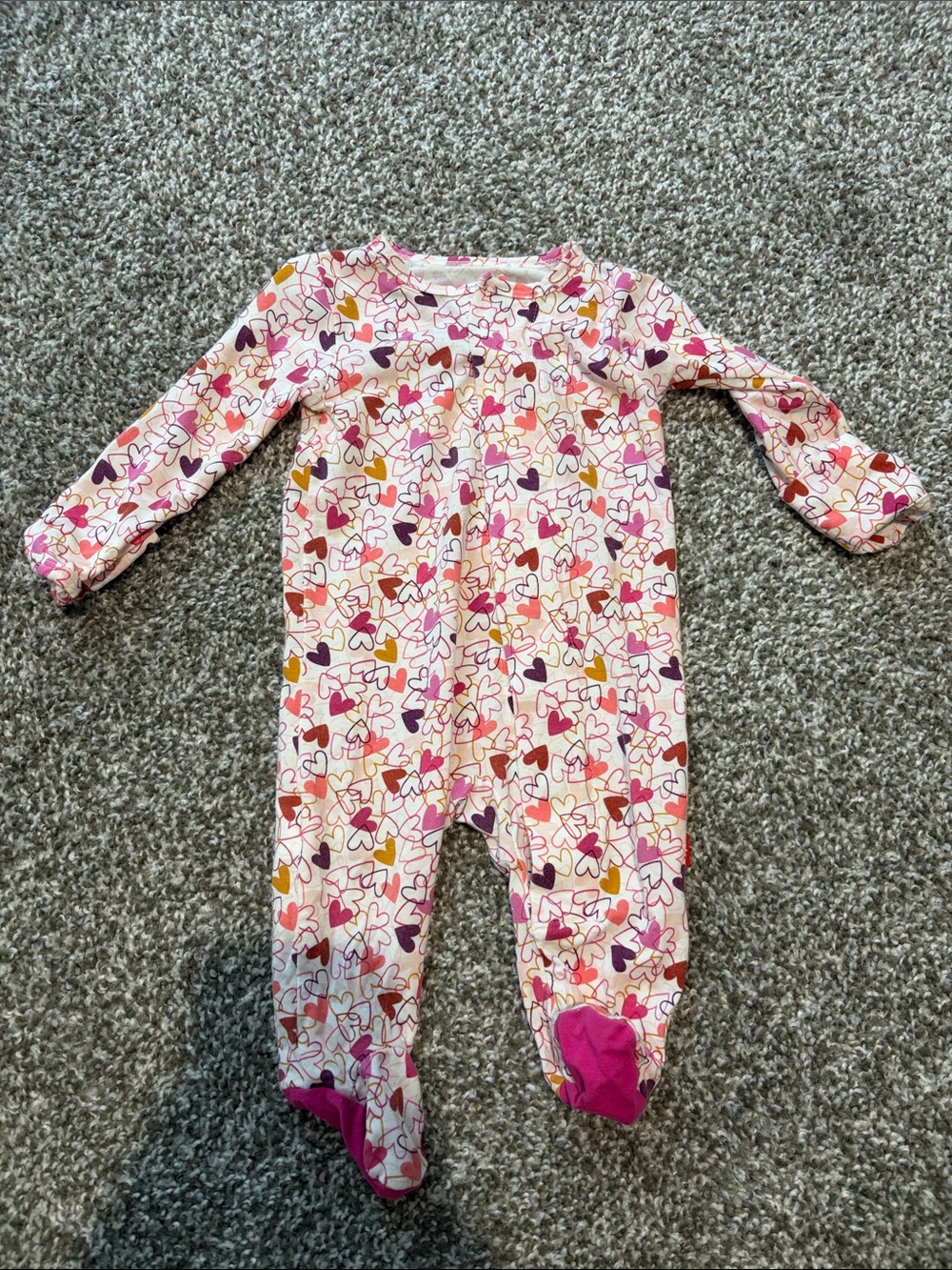 Magnetic Me Pink Heart-Print Footed One-Piece
